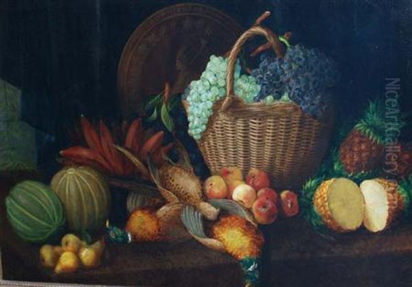 Still Life With Fruit And Game Oil Painting by August Laux