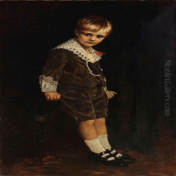 Portrait Of A Boy In His Sunday Clothes Oil Painting by Theodor Lauxmann