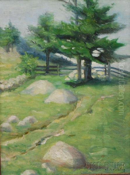 Landscape With Rocky Field And Pine Trees Oil Painting by Jonas Joseph LaValley