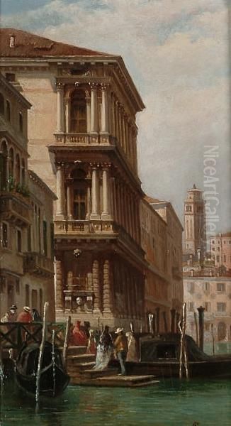 Palazzo Rezzonico, Venice Oil Painting by Giovanni Lavezzari