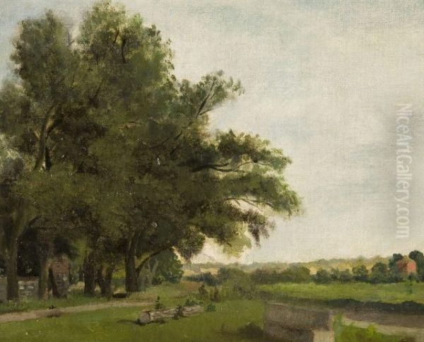 Paysage Aux Grands Arbres Oil Painting by Eugene Antoine Samuel Lavieille