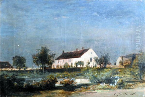 Un Clos A Courpalay Oil Painting by Eugene Antoine Samuel Lavieille