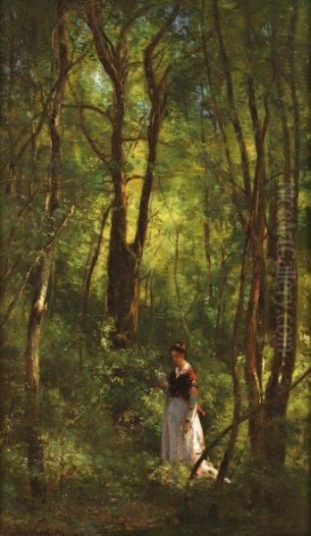 La Liseuse Sous Bois Oil Painting by Eugene Antoine Samuel Lavieille