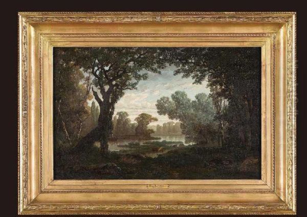 La Clairiere Et Presqu Ile Dans La Foret Oil Painting by Eugene Antoine Samuel Lavieille