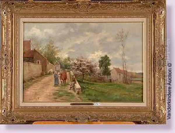 Le Printemps A Barbizon Oil Painting by Eugene Antoine Samuel Lavieille