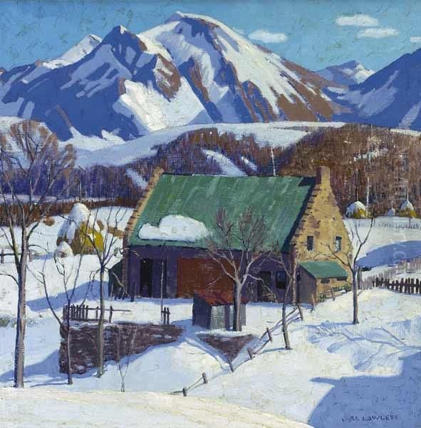 Mountainside In Winter Oil Painting by Carl Lawless