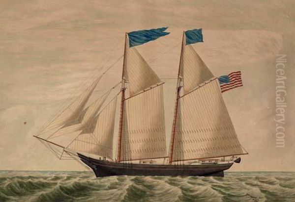 The Sarah V.w. Simmons At Sea Oil Painting by Charles B. Lawrence