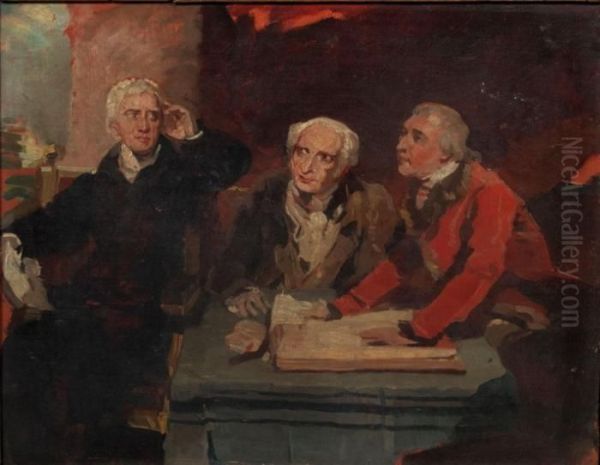 Portrait De Sir Francis Baring, Son Frere Et Son Gendre Oil Painting by Sir Thomas Lawrence