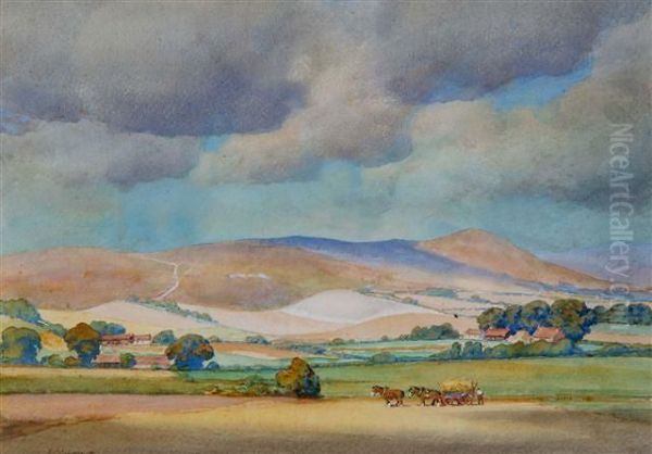 Harvesting Oil Painting by Edward Louis Lawrenson