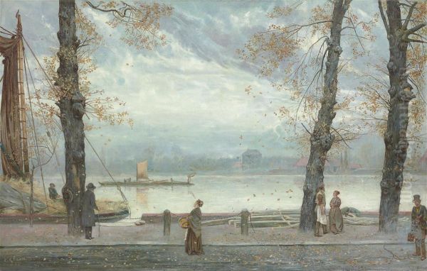 Cheyne Walk, London Oil Painting by Cecil Gordon Lawson