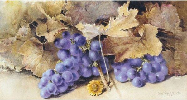 Still Life Of Grapes And Leaves Oil Painting by Constance Lawson