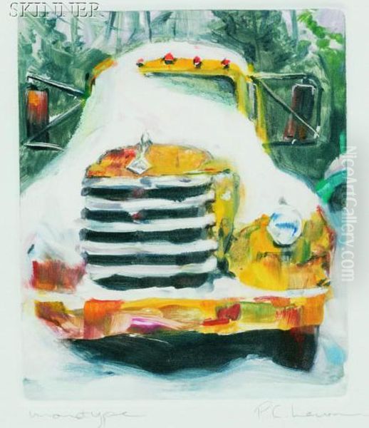 Diamond T With Snow Oil Painting by C.P. Lawson