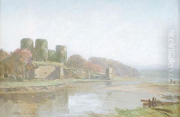 River Tywi With Llanstephan Castle Oil Painting by John Lawson