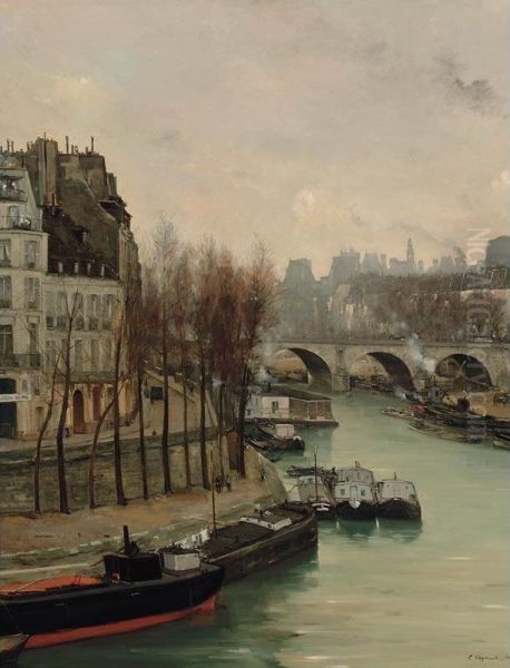 L'ile Saint Louis A Paris Oil Painting by Ernest Laynaud