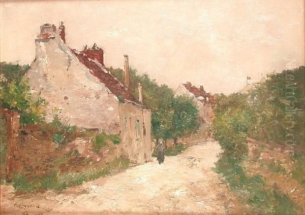 A Figure On A Village Street Oil Painting by Ernest Laynaud