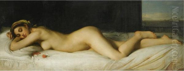 Odalisque Couchee Oil Painting by Joseph Fortune Layraud