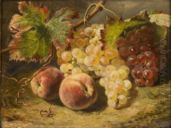 Nature Morte Aux Grappes De Raisins Et Aux Peches Oil Painting by Jean-Pierre Lays