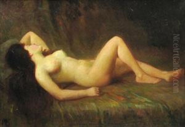 Nud Culcat Oil Painting by Emilian Lazarescu