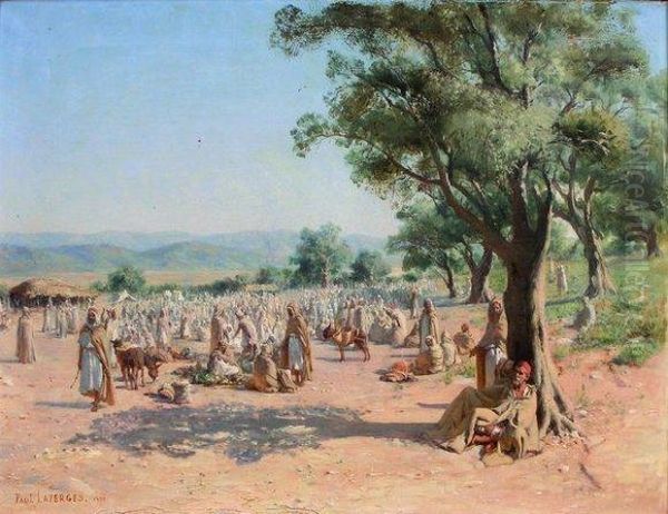 Marche Arabe A Menerville Algerie Oil Painting by Jean Baptiste Paul Lazerges