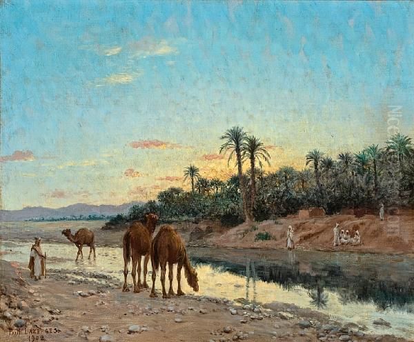 Camels' Rest Oil Painting by Jean Baptiste Paul Lazerges