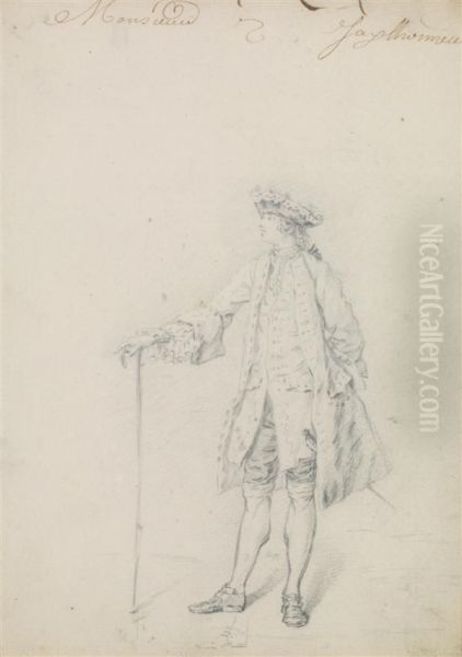 Portrait De Gentilhomme En Pied Oil Painting by Jacques Philippe Le Bas