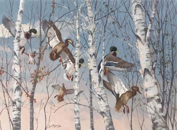 Through The Birch - Mallards Oil Painting by Maurice Le Blanc