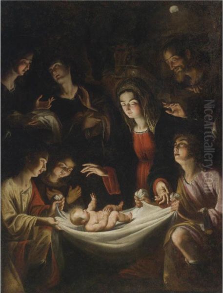 Adoration Of The Sheperds Oil Painting by Jean Le Clerc