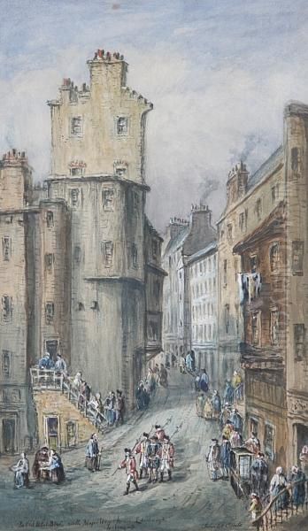 Old West Bow, Edinburgh Oil Painting by John Le Conte