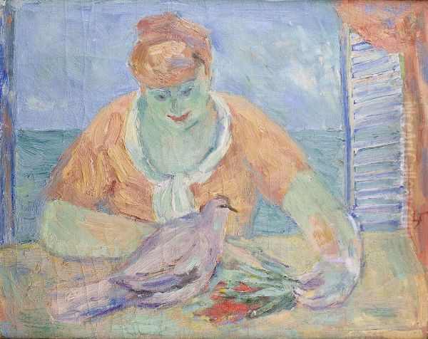 Femme A La Colombe Oil Painting by Henri Le Fauconnier