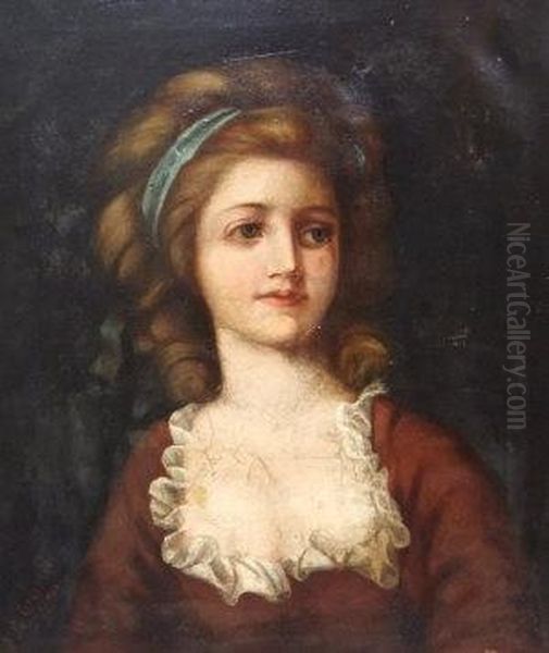 Portrait Of A Girl In A Red Dress Oil Painting by Le Grand