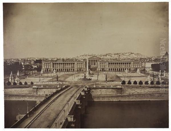 Pont Et Place De La Concorde Depuis L'assemblee Nationale Paris Oil Painting by Gustave Le Gray