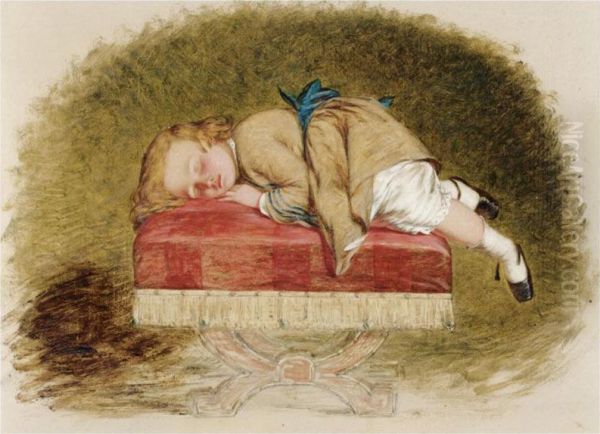 Exhausted Oil Painting by Henry Le Jeune