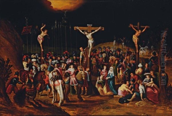 Le Golgotha Panneau Oil Painting by Le Maitre Des Crucifixions