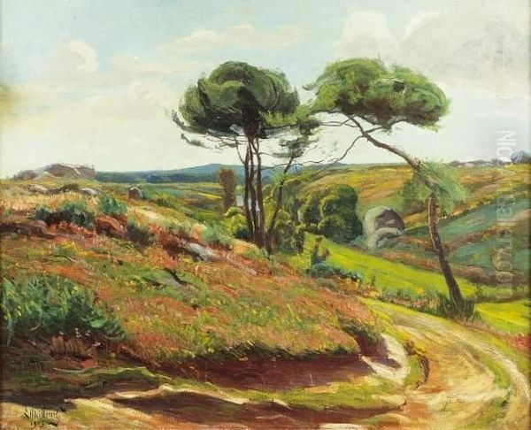 Georges Lemeilleur (1861-1945) : Hauts Plateaux Normands, Environ Des Petites Dalles, 1903. Oil Painting by Georges Le Meilleur