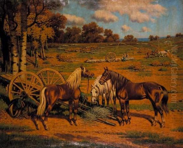 Chevaux Forestiers. Oil Painting by Paul Le More