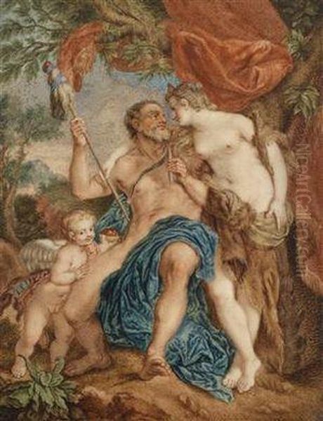 Hercules And Omphale Oil Painting by Francois Lemoine (see Lemoyne)