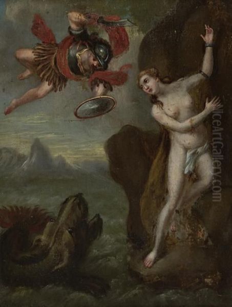 Perseus And Andromeda Oil Painting by Francois Lemoine (see Lemoyne)