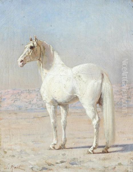 Cheval Blanc. Oil Painting by Marie Joseph Ernest Le Nail