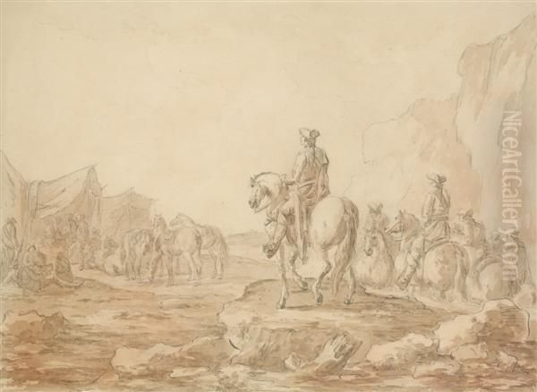 Le Bivouac Oil Painting by Jean-Baptiste Le Paon