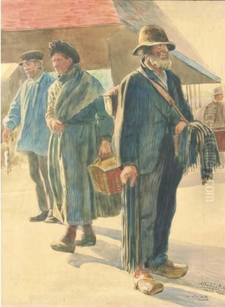 Market Day Oil Painting by Alfred Le Petit