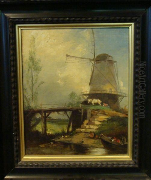 Le Moulin Oil Painting by Eugene Le Poitevin