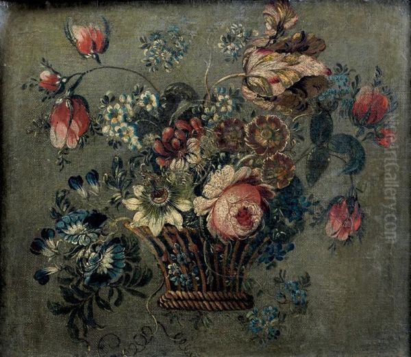 Corbeille De Fleurs Oil Painting by I.S.J. Le Riche