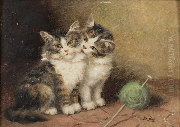 Chatons Oil Painting by Jules Le Roy