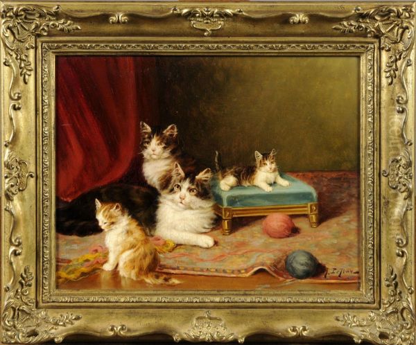 Chats Et Chatons Oil Painting by Jules Leroy