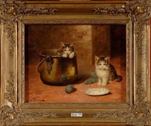 Chatons Oil Painting by Jules Leroy