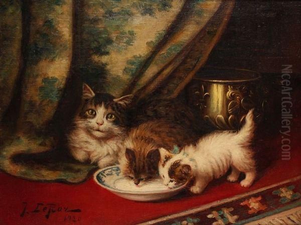 L'assiette De Lait Oil Painting by Jules Leroy