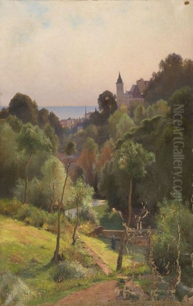 Vallon Conduisant A La Mer Oil Painting by Leon Le Royer