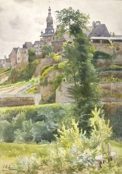 Vue De Montcontour De Bretagne Oil Painting by Leon Le Royer