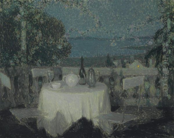 Table Au Clair De Lune Oil Painting by Henri Eugene Augustin Le Sidaner