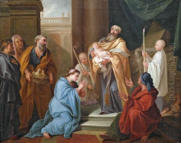 Die Darbringung Christi Im Tempel Oil Painting by Eustache Le Sueur